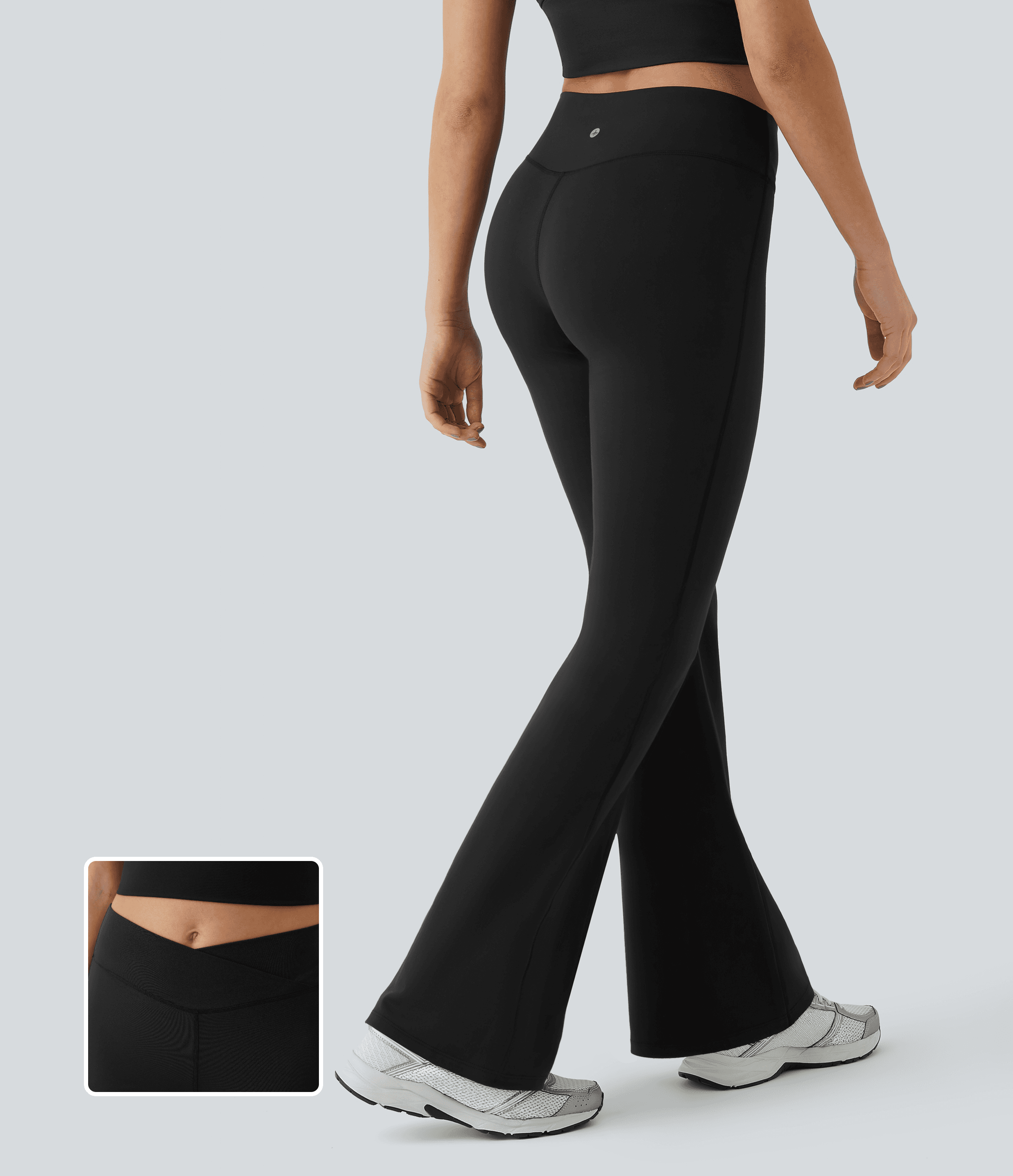 High Waisted Crossover Women Flare Yoga Leggings