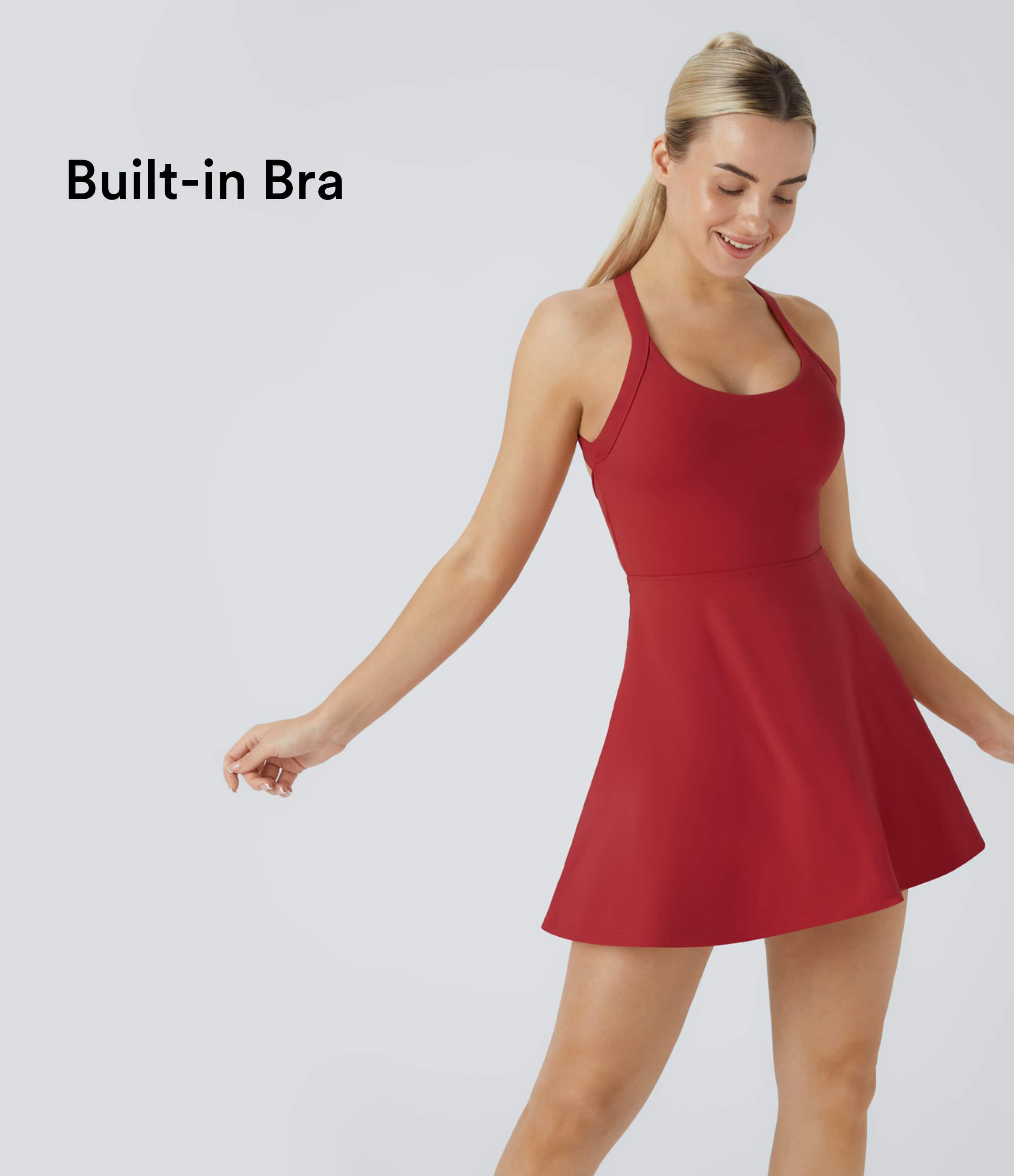 Backless Twisted Active Dress A-C Cups