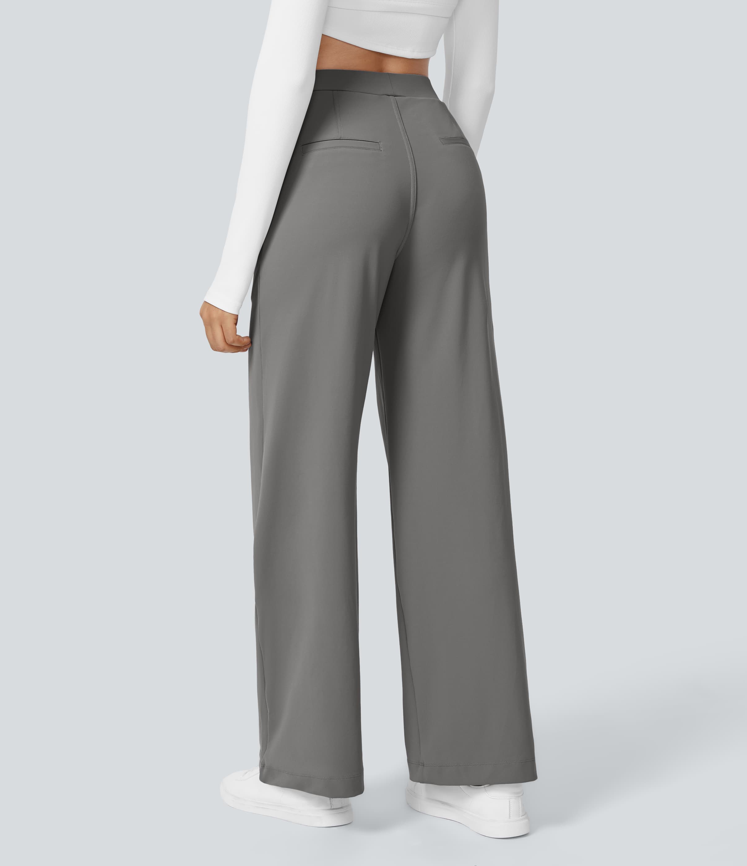 High Waisted Pocket Straight Leg Work Pants